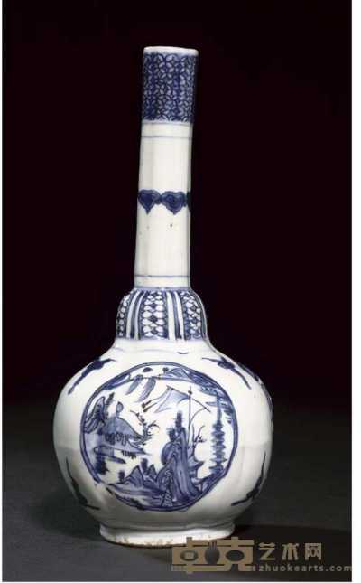 Wanli A blue and white Kraak porcelain bottle 